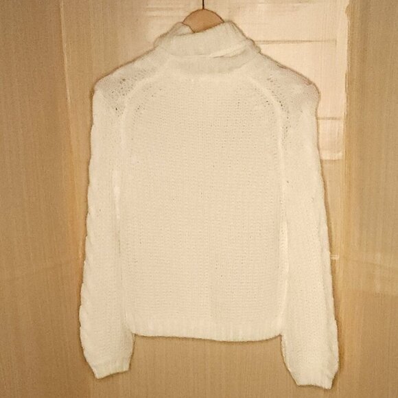 Planet Gold Winter White Womens Chunky Knit Cowl Neck Sweater Large - Picture 2 of 5